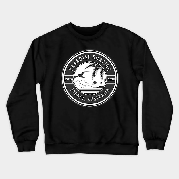 Black and White Surfing T-shirt Crewneck Sweatshirt by Raja2021